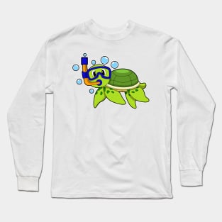 Turtle at Diving with Snorkel Long Sleeve T-Shirt